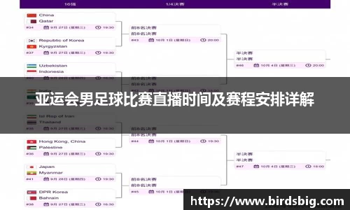 亚运会男足球比赛直播时间及赛程安排详解